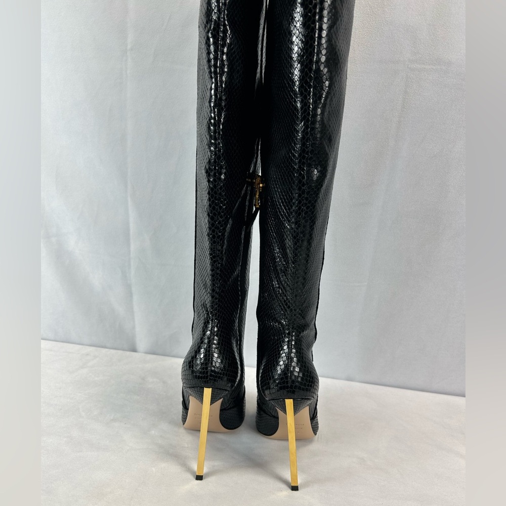 Tom Ford 105mm Glossy Python-Embossed Leather Ove… - image 8